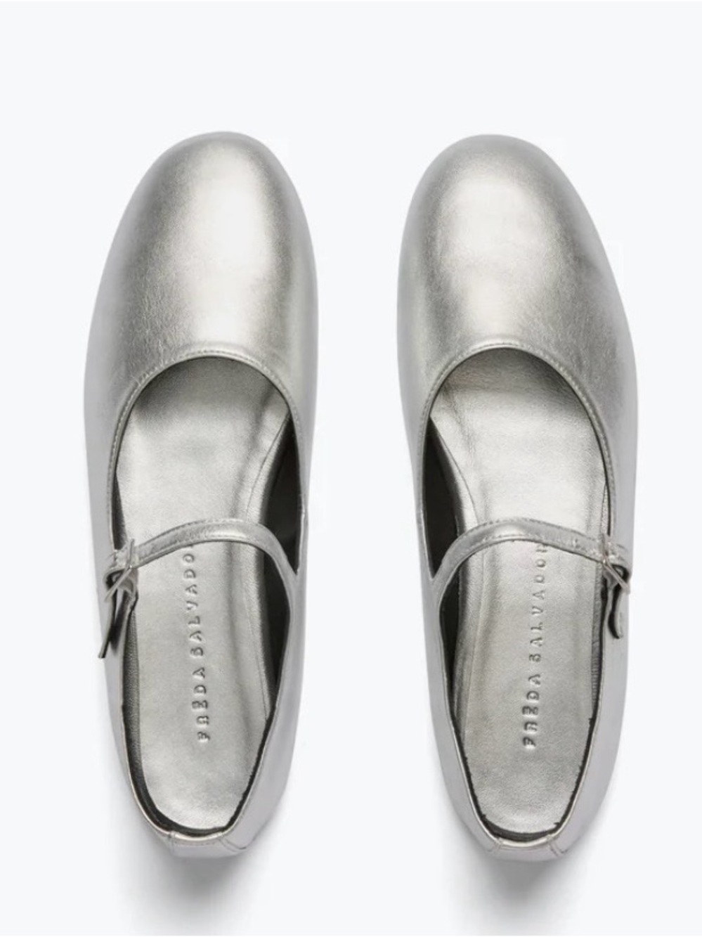 Freda Salvador Aubrey Maryjane flats silver metallic leather NIB sz 7